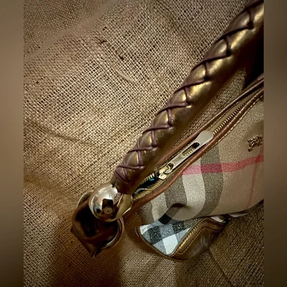 Burberry Metallic ✨ Beige Nova Check Canvas & Leather Hobo Bag 🤎❤️🖤🤍 w/dustbag - Picture 11 of 13